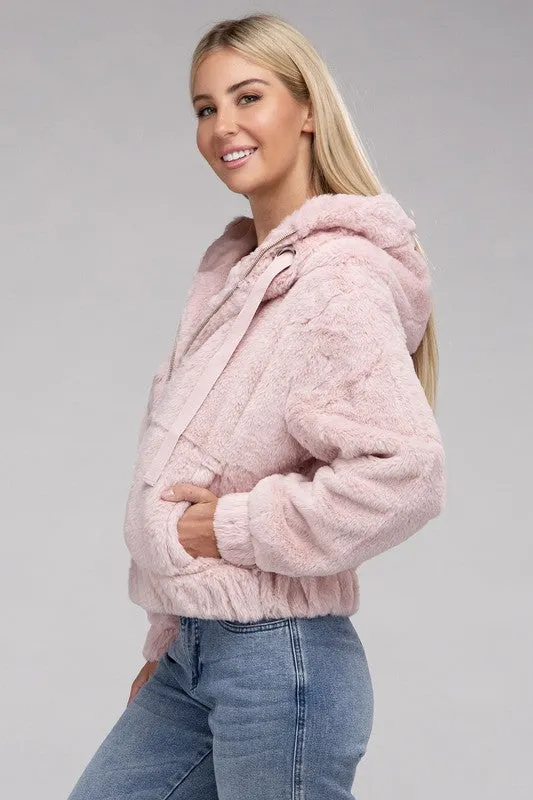 Youth Fluffy Zip-Up Teddy Hoodie