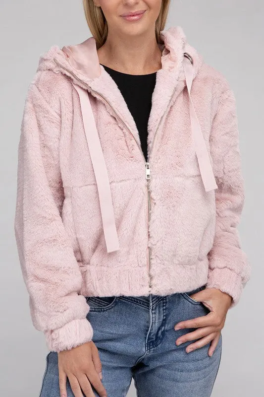 Youth Fluffy Zip-Up Teddy Hoodie